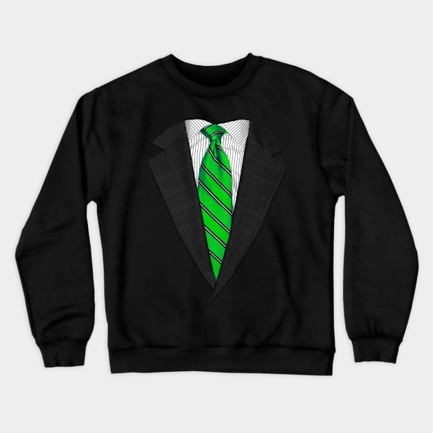 Green Suit Up! Realistic Suit and Tie Costume for Business Casual Crewneck Sweatshirt by ChattanoogaTshirt